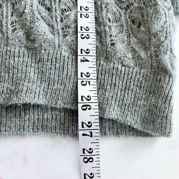 ZARA POINTELLE OPEN KNIT SWEATER Oversized Green Marl XS/S. NWT - Picture 10 of 11